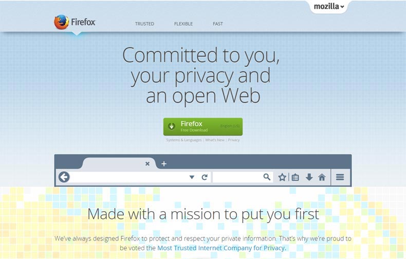 Mozilla website CTA second example