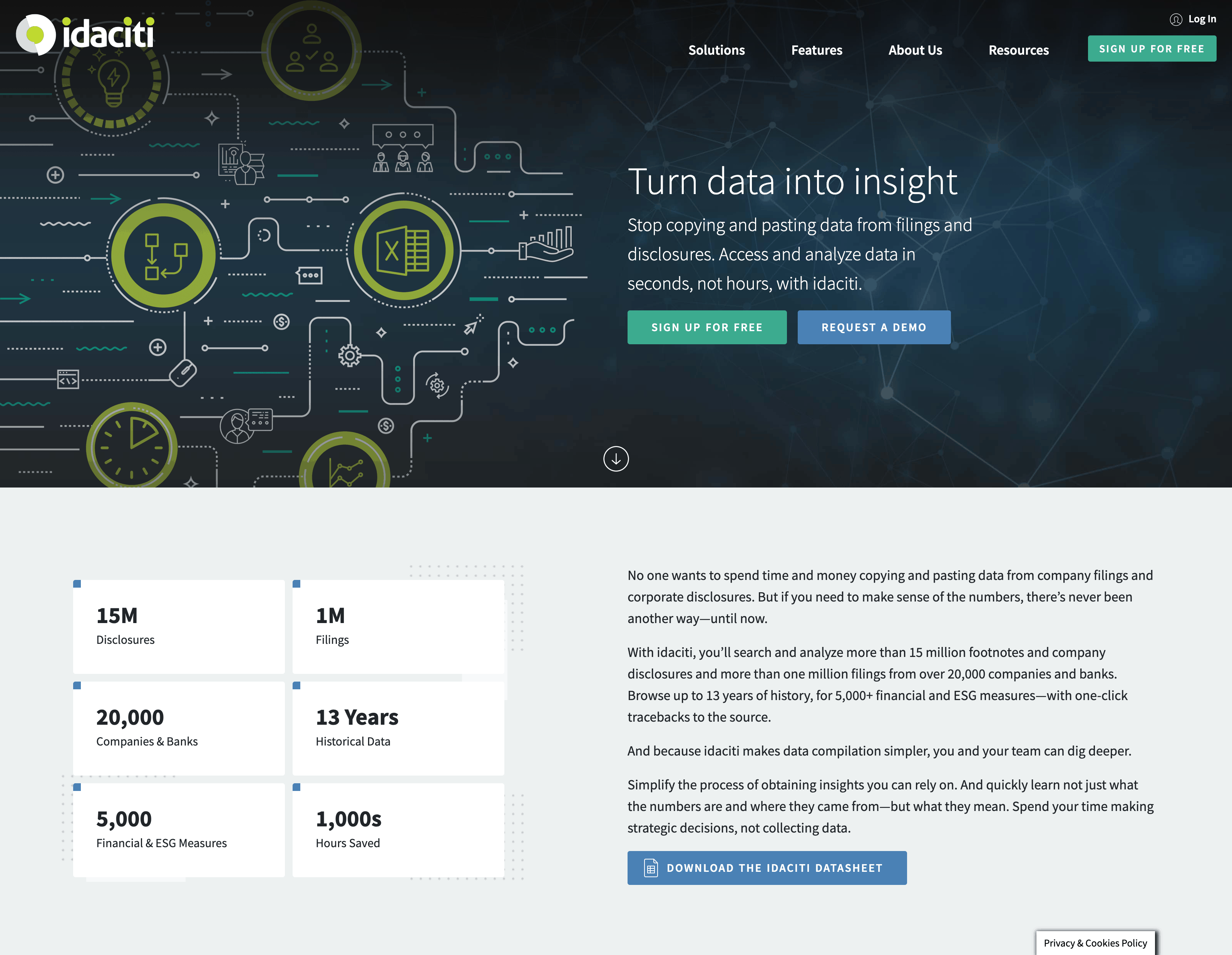 Website for Financial Data Company
